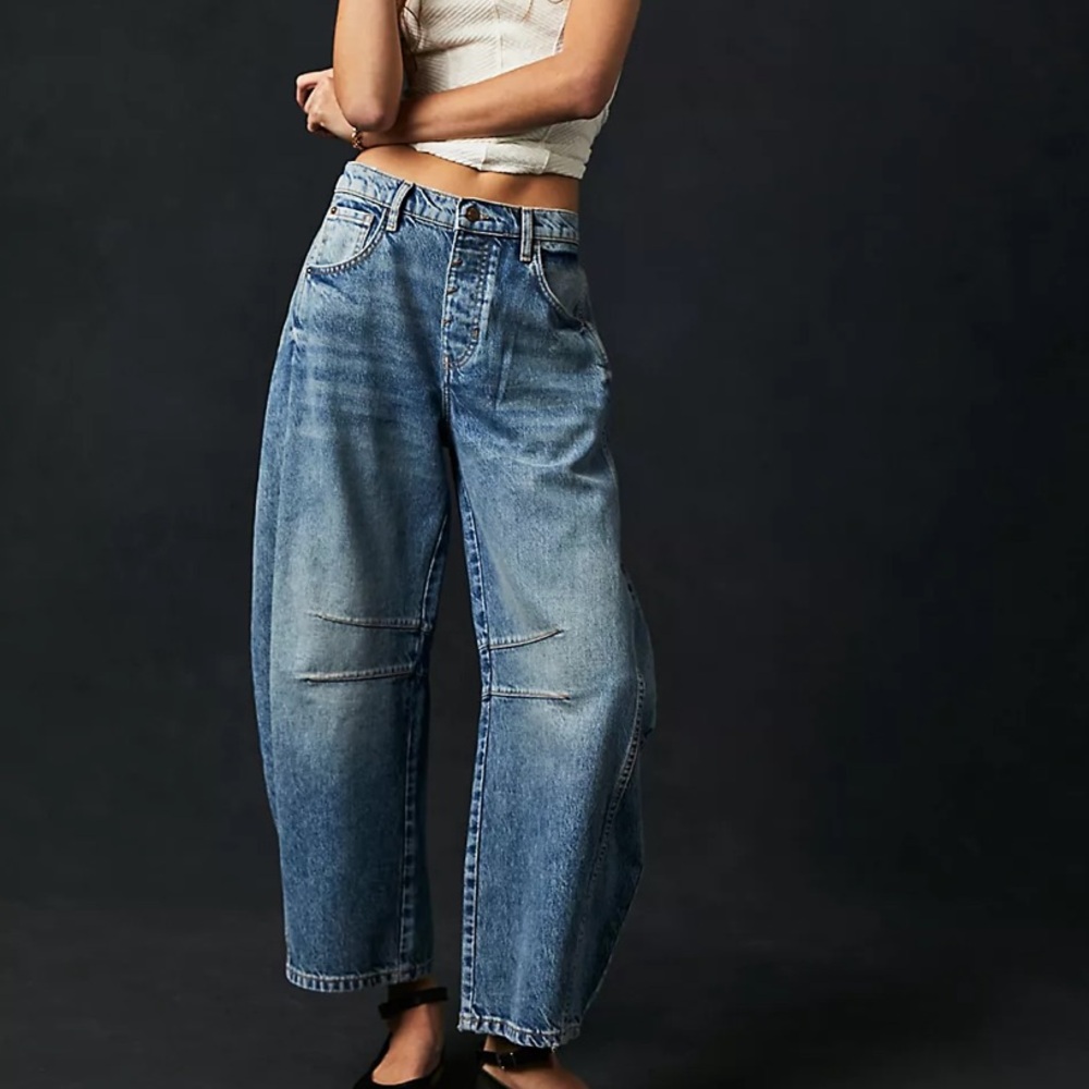 We The Free Good Luck Mid-Rise Barrel Jeans